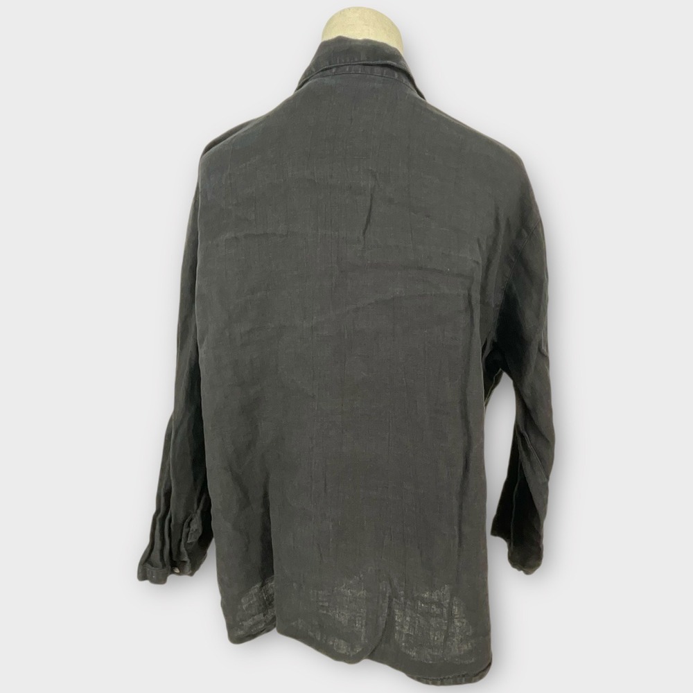 Chicos Black Linen Button Down Long Sleeve Shirt Women Sz 3 us 16 dark academia - Picture 3 of 8